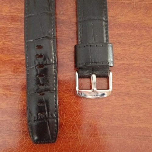 Leather watch strap 22mm handmade, used, black