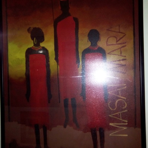 Ethnic large Maasai Mara Kenya framed art like new