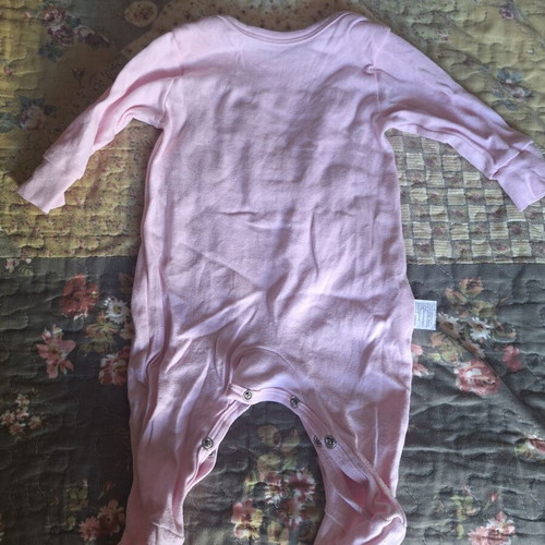 Cotton baby romper pink with print like new, 3-6 months