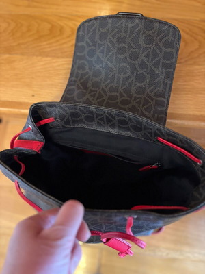 Calvin Klein women's backpack like new with inner pocket brown and red