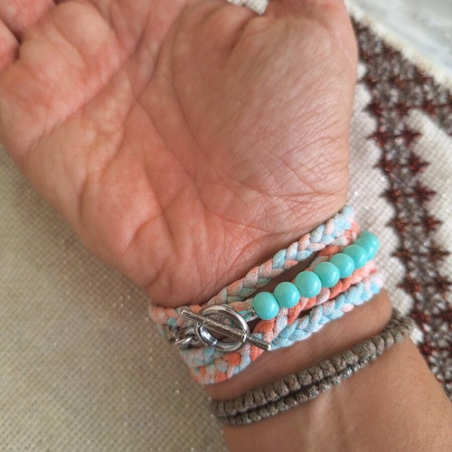 five-row bracelet blue orange