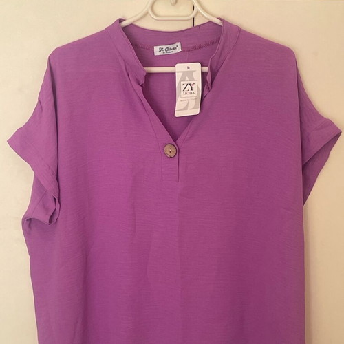 Zymoda short-sleeve blouse new, purple, made in Italy