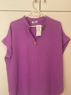 Zymoda short-sleeve blouse new, purple, made in Italy