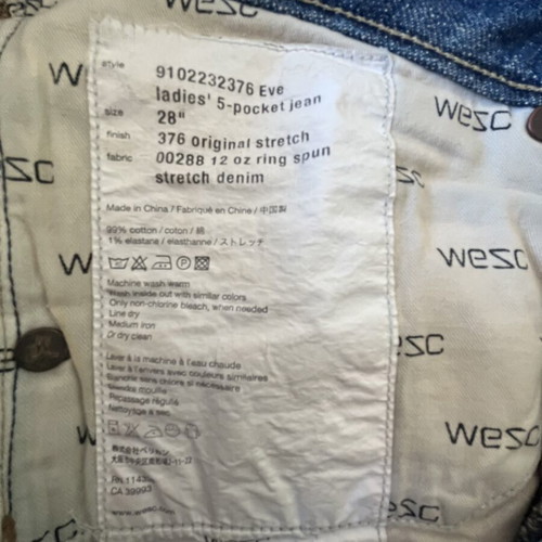 Wesc jeans size 28 used, regular waist