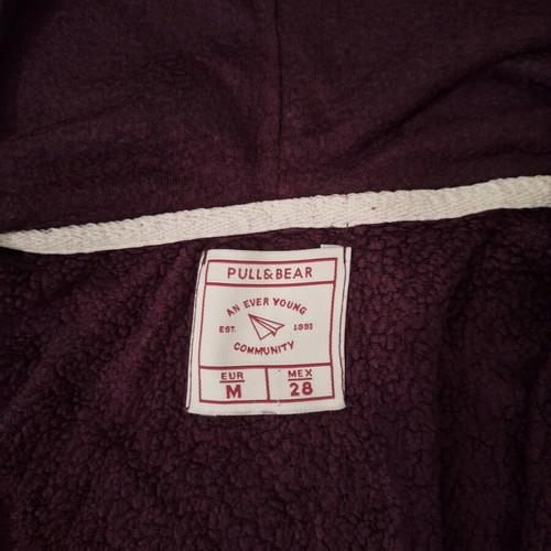 Pull & Bear women's cardigan with hood like new, red, fleece lining