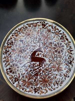 Ikaros Rhodes decorative plate 37 cm diameter with golden border like new