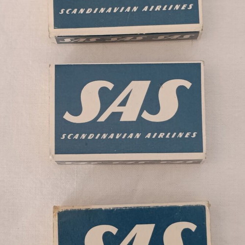 SAS Scandinavian Airlines vintage matchbox set of 3 used from 1960s
