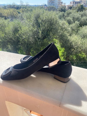 Casadei loafers size 39 like new, black suede with decorative buckle