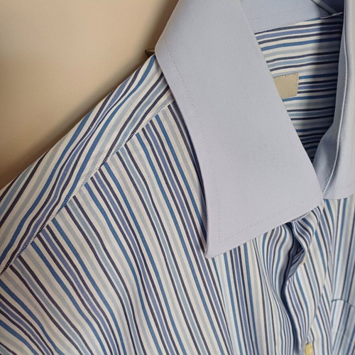 Striped shirt like new, size L, with contrasting collar and cuffs