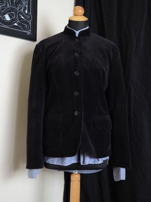 Women's corduroy jacket with Mao collar like new, black
