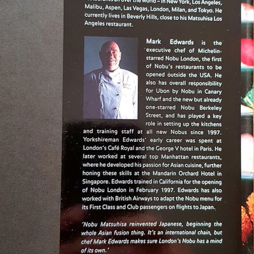 Nobu West cookbook used by Nobu Matsuhisa and Mark Edwards