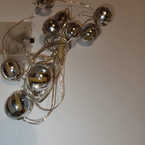 Set of 2 decorative LED garlands with silver balls like new