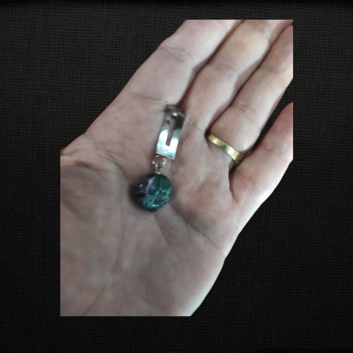 Earrings with green nephrite and steel silver hanging new