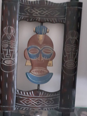 African mask in wooden handmade frame like new