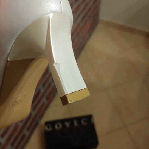 Goveci peep toe shoes like new with Swarovski elements, size 37, white pearly