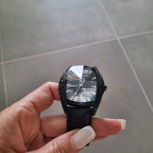 Chronotech deluxe watch 45mm steel with leather strap, waterproof like new