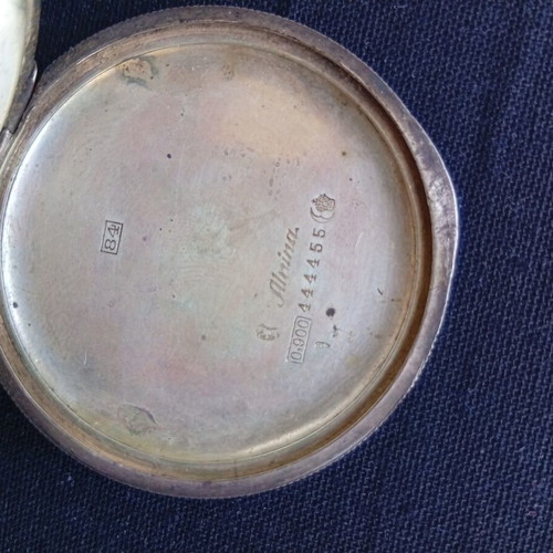 Alpina silver pocket watch used, Swiss