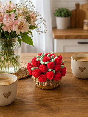 Handmade Crochet Flower Pot with Coasters new