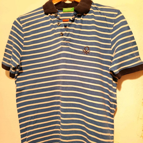 Benetton striped short-sleeve polo shirts like new, pack of 2, size Medium
