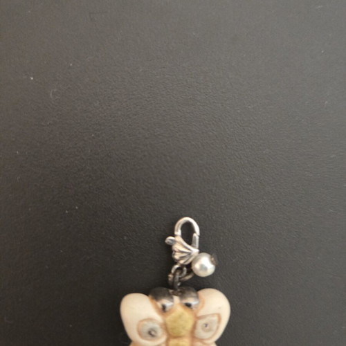 Thun Butterfly Pendant ceramic, like new, beige and silver