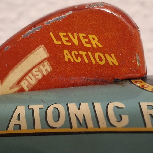 Atomic Rocket Tin Toy 1950s Masudaya Japan used, working mechanical