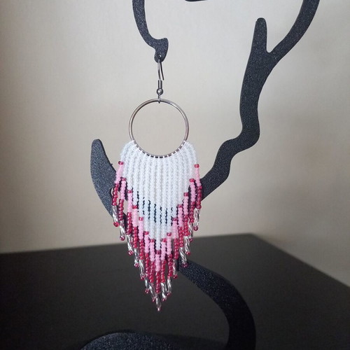 Handmade earrings with fringes from Czech beads and steel hook, new
