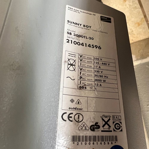 SMA Sunny Boy 3000TL-20 used, single unit