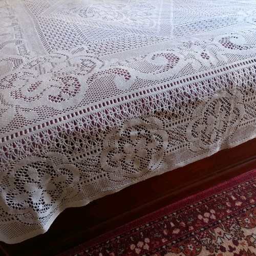 Knitted quilt for double bed new, 2.50×2.05 m, ecru color