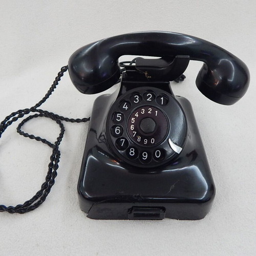 Siemens black bakelite telephone from 1950s, used