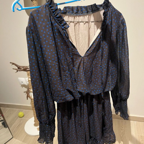 Mini long-sleeve dress with gathered waist, like new