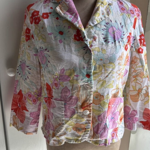 Christian Berg Stockholm jacket 3/4 sleeve linen like new, multicolor