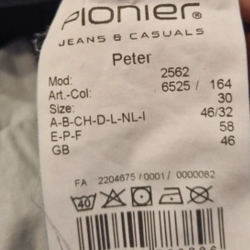 Pionier jeans ανδρικά straight καινούργια, μέγεθος W46, μπλε
