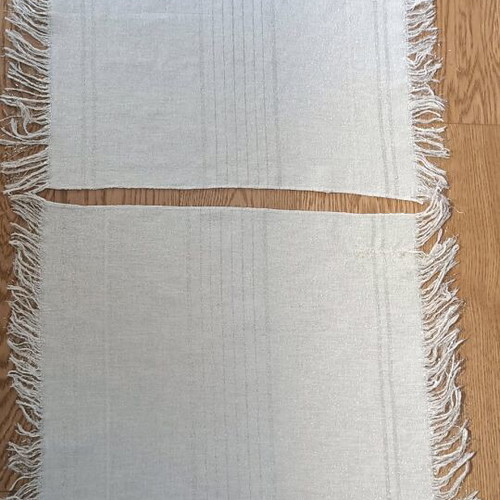 Set of two vintage placemats used with gold thread and fringes