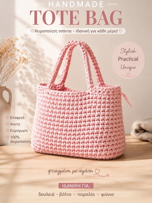 Handmade tote bag made of maco wool knitting, made to order