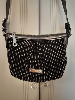 Sisley shoulder and crossbody bag black with gray and brown sequins new