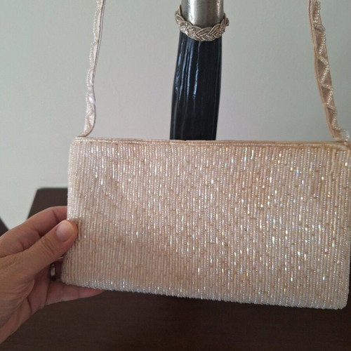 Women's shoulder bags used, pack of 2, ivory and bronze