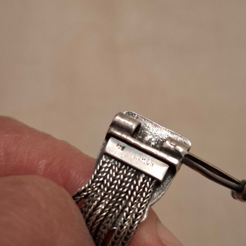 Silver 925 bracelet like new with chains and secure clasp