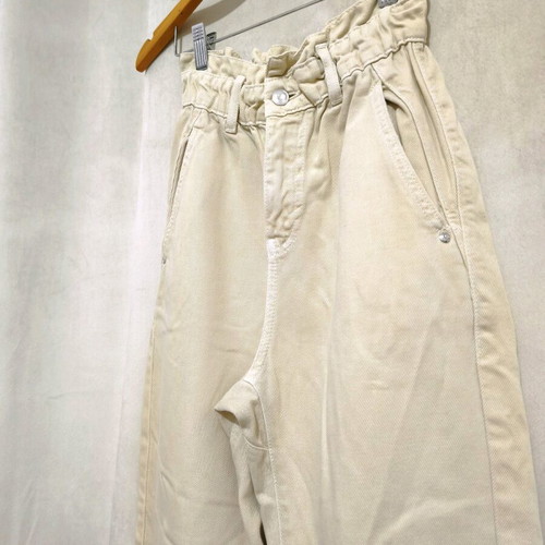 ZARA Paperbag High-Waist Jeans like new, size XXS, beige