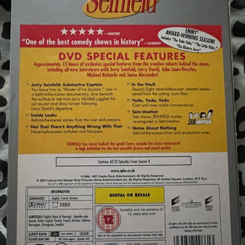 Seinfeld boxset DVD season 8 like new