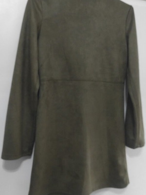 Suede dress in A-line like new, olive, XS