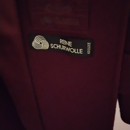 Schurwoll long wool coat, burgundy, size L