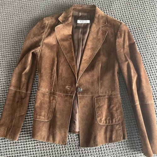 Marella brown castor leather jacket used, size small
