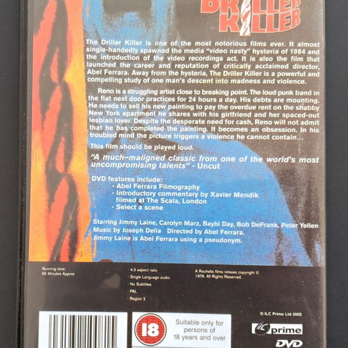 Driller Killer DVD mint, 1979 slasher film by Abel Ferrara