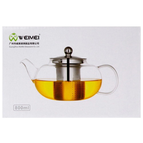 Glass teapot with filter in transparent color 800ml new