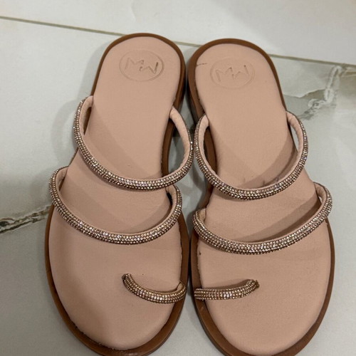 Beige sandal with silver rhinestones size 36 like new