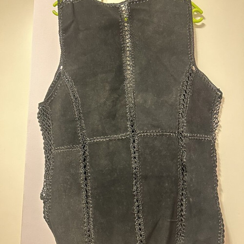 Black suede vest with boho details like new