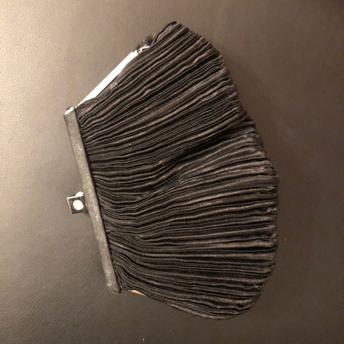 Black satin handbag with pleats used