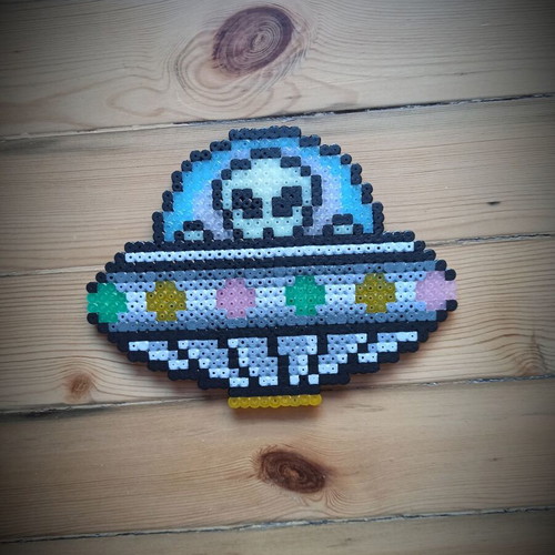Handmade UFO decoration new with glowing alien