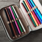 Double beige pencil case, complete