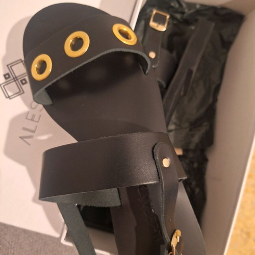 Alessandra Greek sandals black new size 37